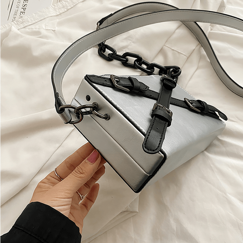 Fashion Box Shape Buckled Bag With Long Strap / Mini Single Shoulder Bag