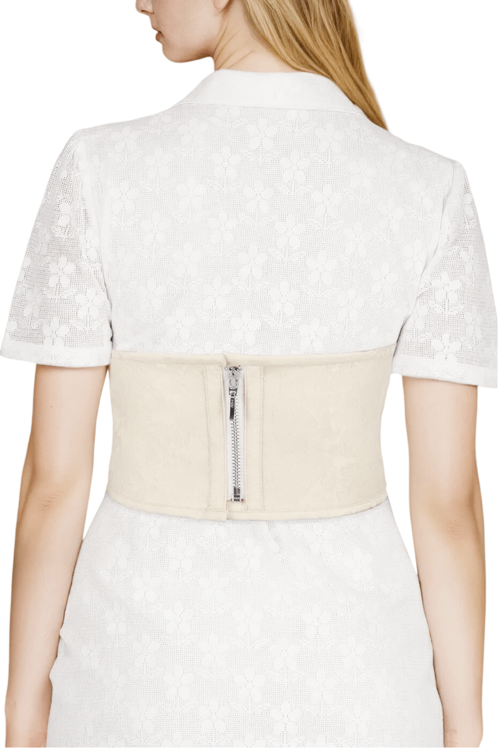Fashion Brocade Corset Belt with Front Lacing and Back Zip