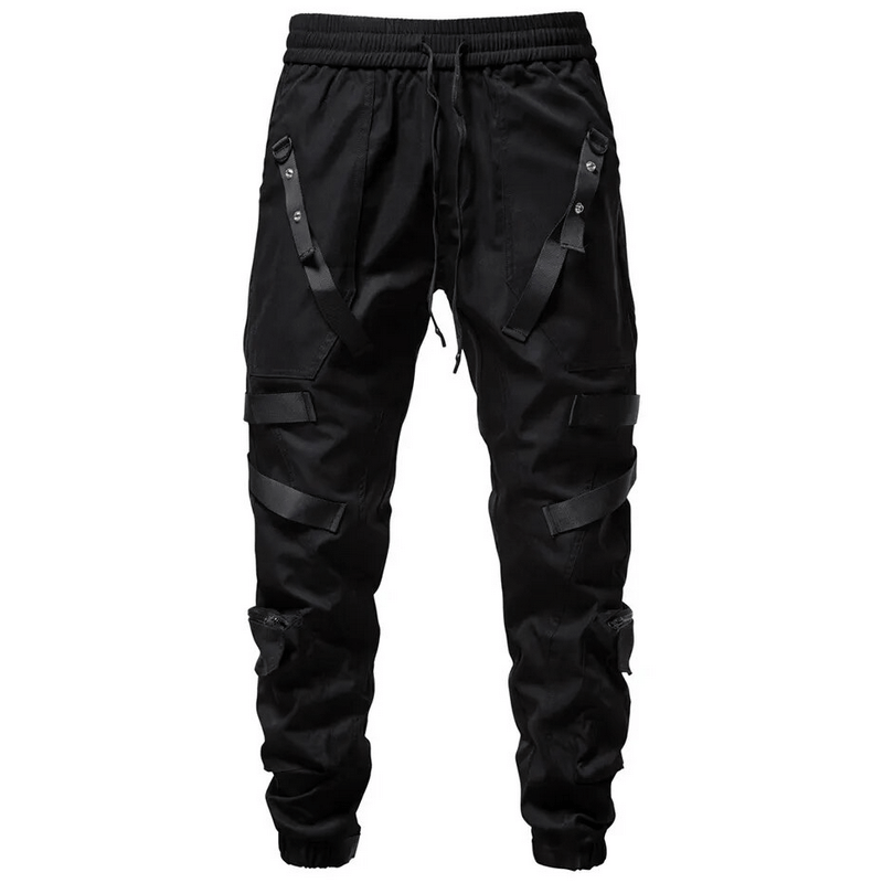 Fashion Cargo Pants with Pockets / Male Elastic Waist Cotton Joggers