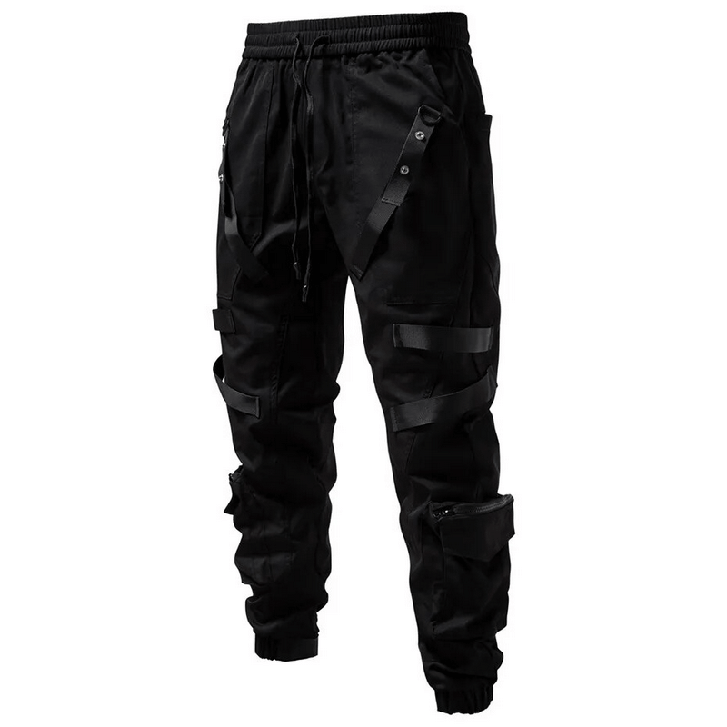 Fashion Cargo Pants with Pockets / Male Elastic Waist Cotton Joggers