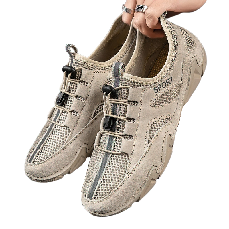 Fashion Casual Shoes Leather with mesh inserts for Men / Flat Sneakers Breathable