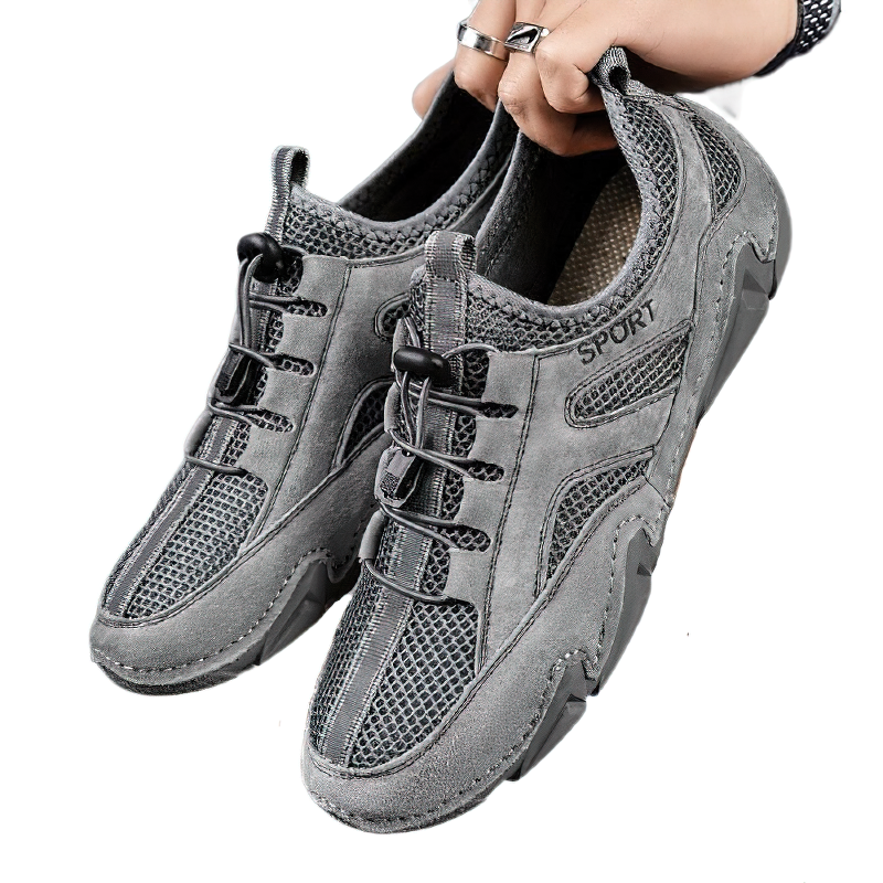 Fashion Casual Shoes Leather with mesh inserts for Men / Flat Sneakers Breathable