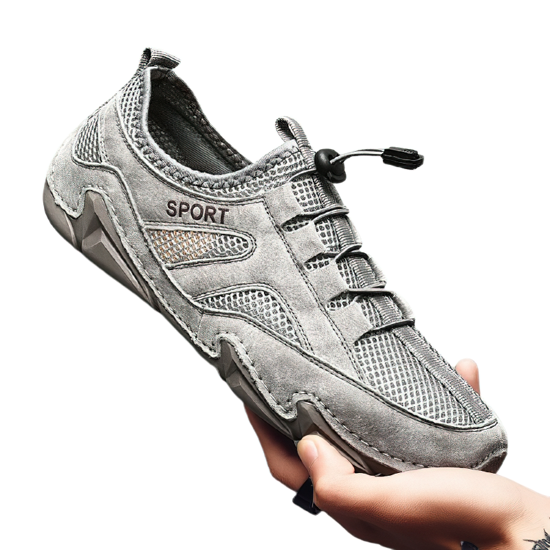 Fashion Casual Shoes Leather with mesh inserts for Men / Flat Sneakers Breathable