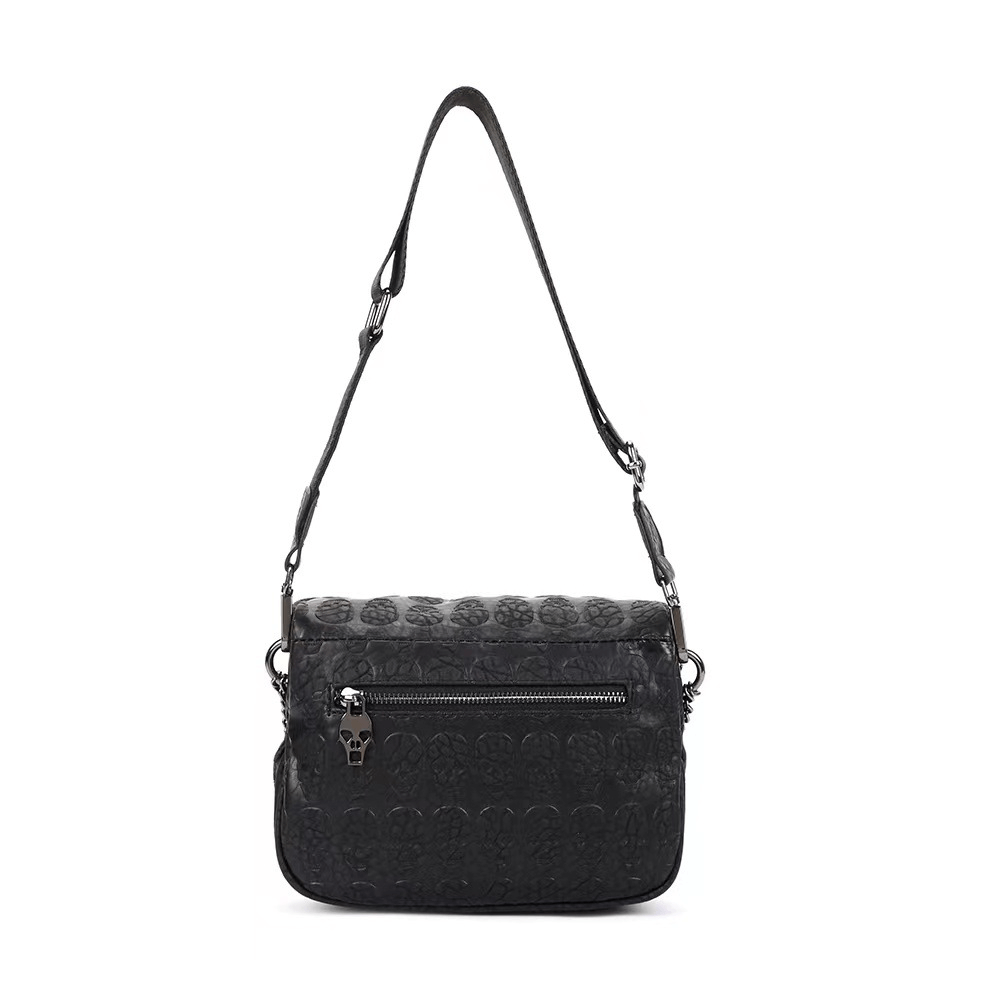 Fashion Shoulder Bag with Chain and Skulls / Ladies Gothic Accessories