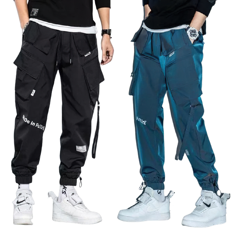 Fashion Cuffs Pants For Men / Casual Streetwear Clothing With Multi Pockets