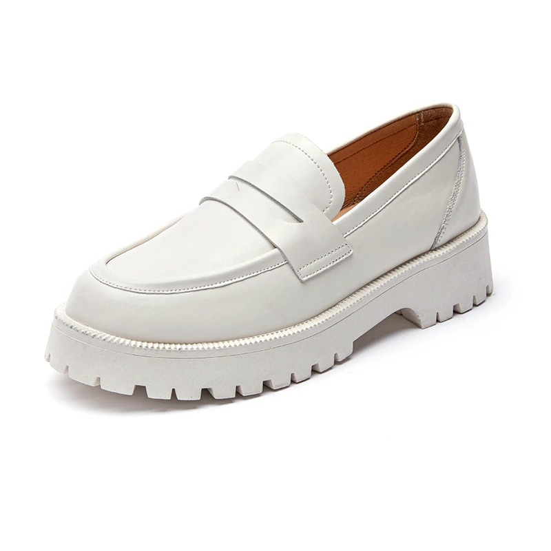 Fashion Female Genuine Leather Shoes / Casual Spring Loafers Thick-soled British Style