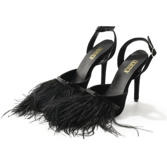 Fashion Fringes Black Flock Women's Shoes / Vintage Pointed Toe Buckle Shoes