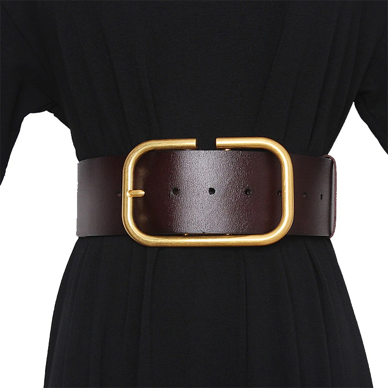 Fashion Genuine Leather Belt for Women / Wide Corset Belt with Metal Buckle