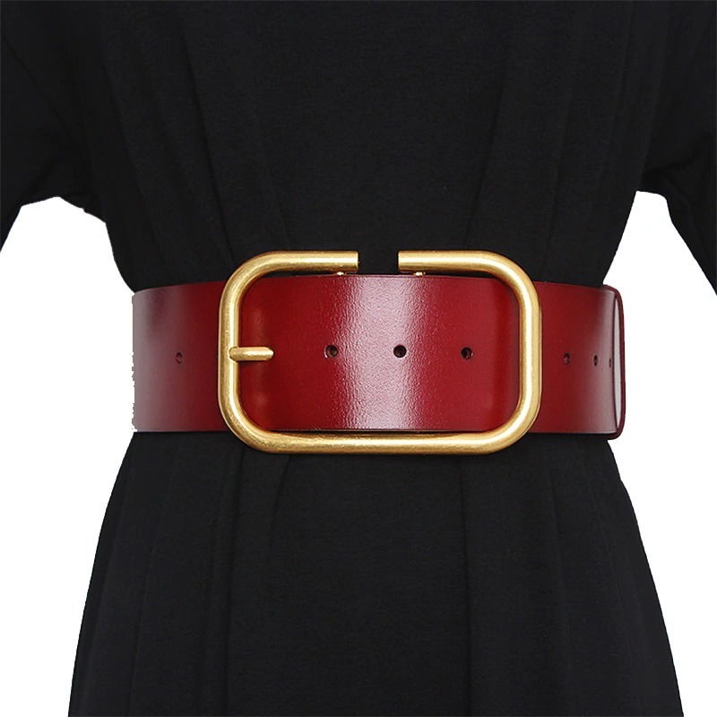 Fashion Genuine Leather Belt for Women / Wide Corset Belt with Metal Buckle