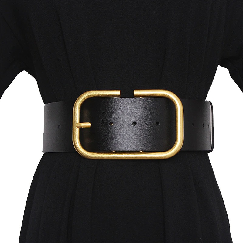 Fashion Genuine Leather Belt for Women / Wide Corset Belt with Metal Buckle