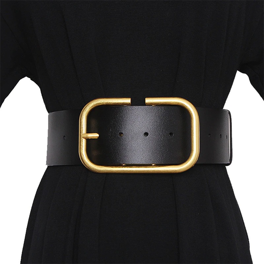 Fashion Genuine Leather Belt for Women / Wide Corset Belt with Metal Buckle