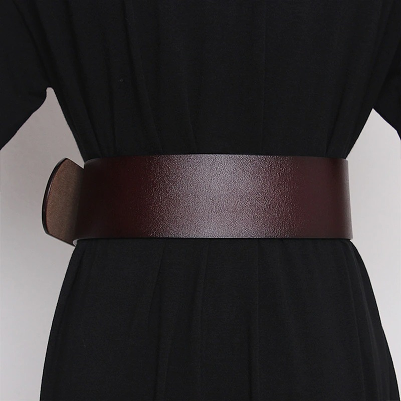 Fashion Genuine Leather Belt for Women / Wide Corset Belt with Metal Buckle