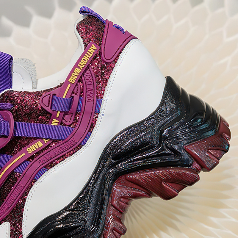 Fashion Genuine Leather Lace Up Women's Sneakers / Casual Platform Chunky Shoes