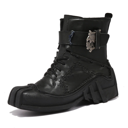 Fashion Genuine Leather Moto Boots / Army Steampunk Boots / Men's Mid-calf Shoes
