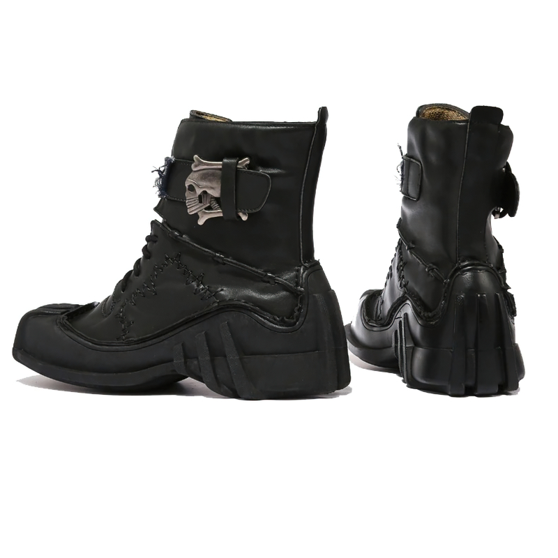 Fashion Genuine Leather Moto Boots / Army Steampunk Boots / Men's Mid-calf Shoes