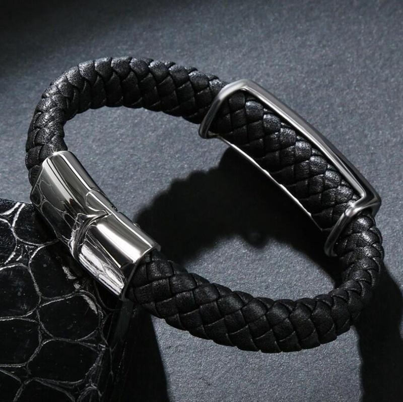 Fashion Genuine Leather Stainless Steel Bracelet with Skulls / Men's Jewelry in Rock Punk Style