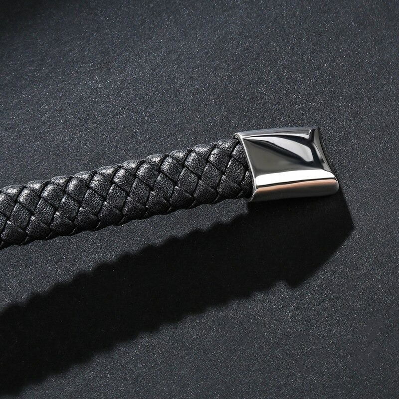 Fashion Genuine Leather Stainless Steel Bracelet with Skulls / Men's Jewelry in Rock Punk Style