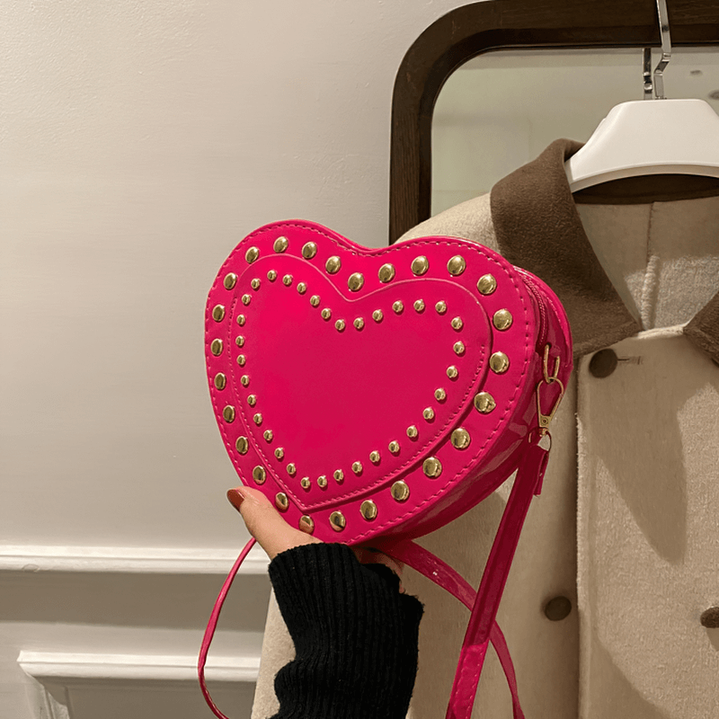 Fashion Heart Shape Small Bag with Rivets / Single Shoulder Women's Bag
