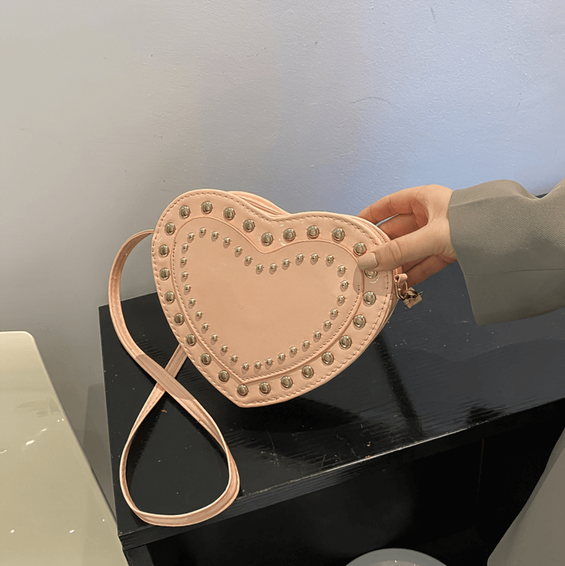Fashion Heart Shape Small Bag with Rivets / Single Shoulder Women's Bag