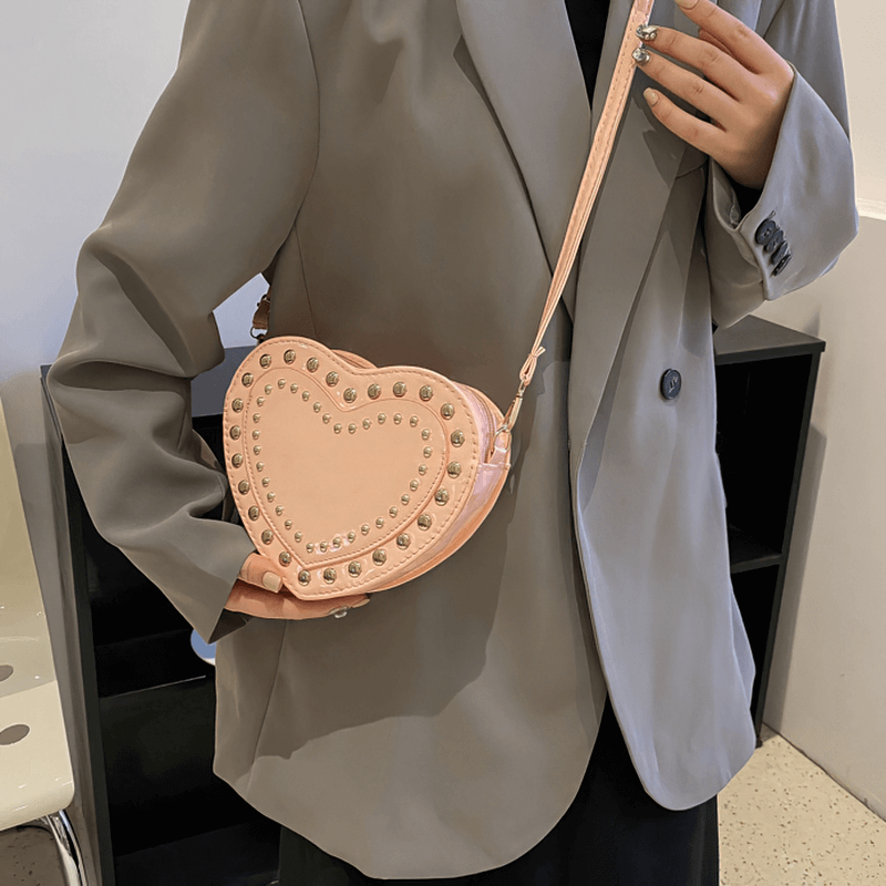 Fashion Heart Shape Small Bag with Rivets / Single Shoulder Women's Bag