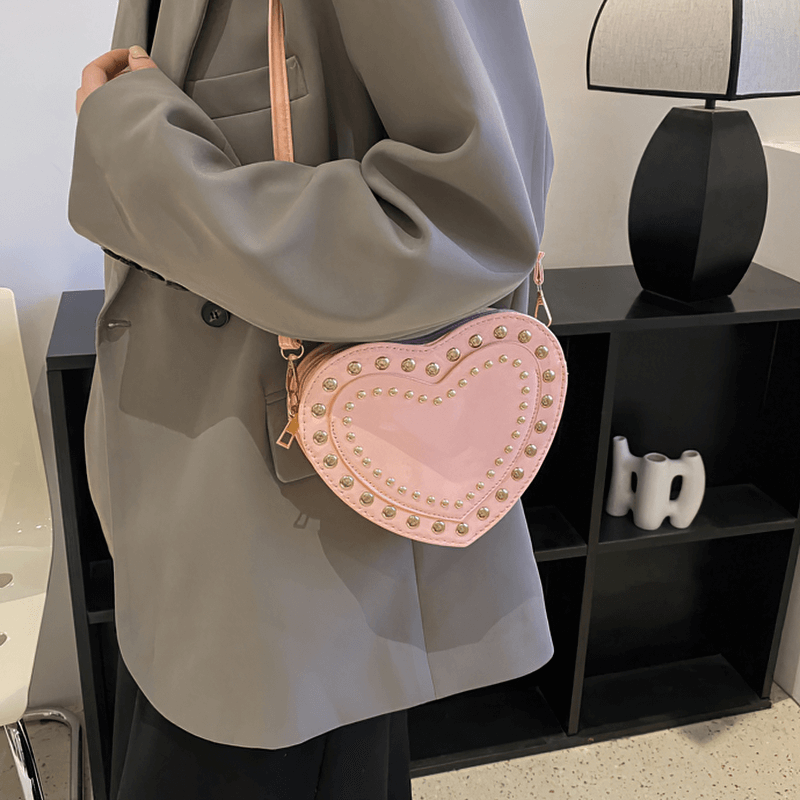 Fashion Heart Shape Small Bag with Rivets / Single Shoulder Women's Bag