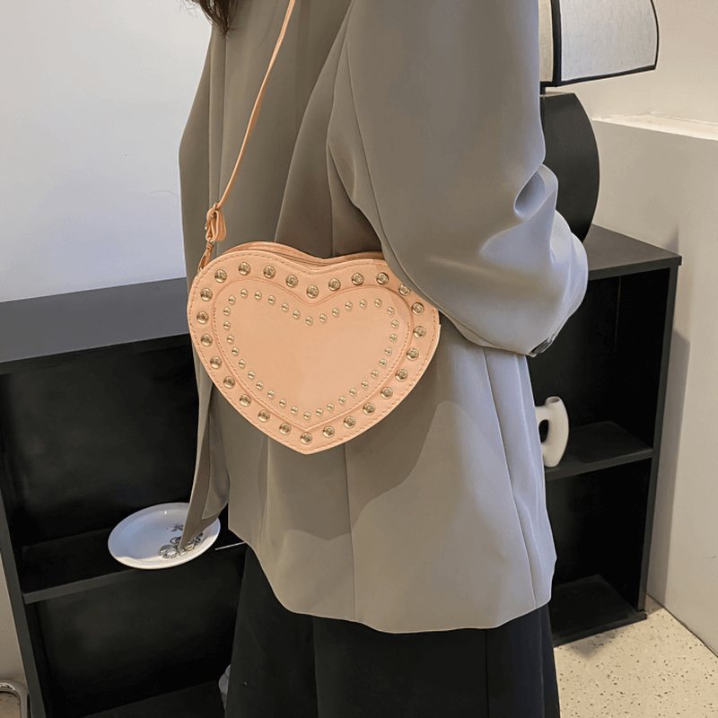 Fashion Heart Shape Small Bag with Rivets / Single Shoulder Women's Bag