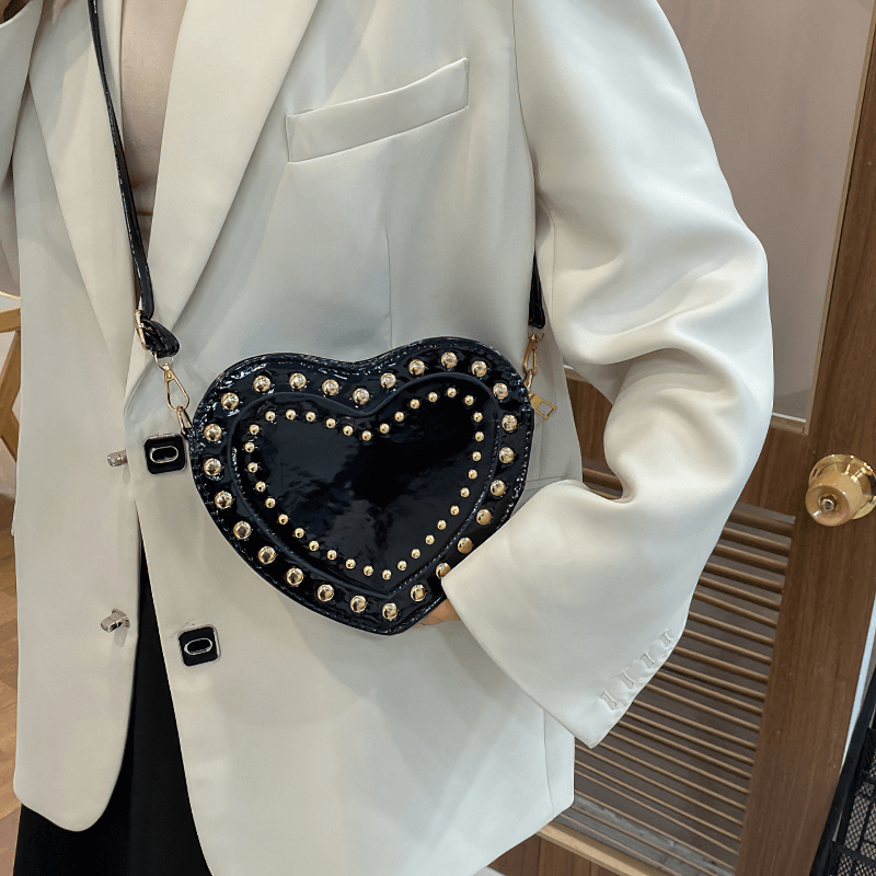 Fashion Heart Shape Small Bag with Rivets / Single Shoulder Women's Bag