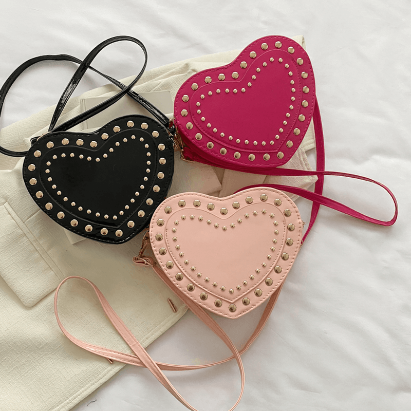 Fashion Heart Shape Small Bag with Rivets / Single Shoulder Women's Bag
