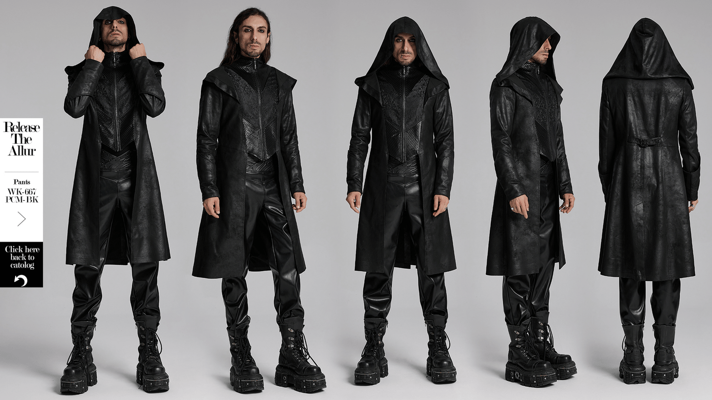 Fashion Hooded Gothic Wizard Long Coat with Men