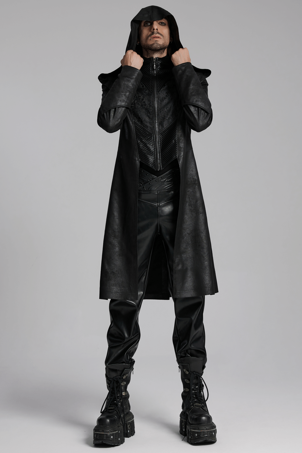 Fashion Hooded Gothic Wizard Long Coat with Men
