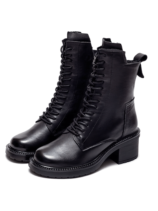 Fashion Ladies Boots of Genuine Leather / Short Women's Ankle Boots with Lace Up