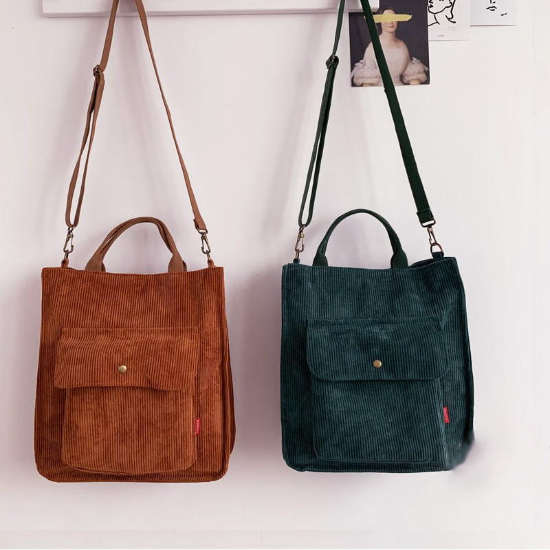 Fashion Ladies Corduroy Handbags / Luxury Designer Casual Tote Bag