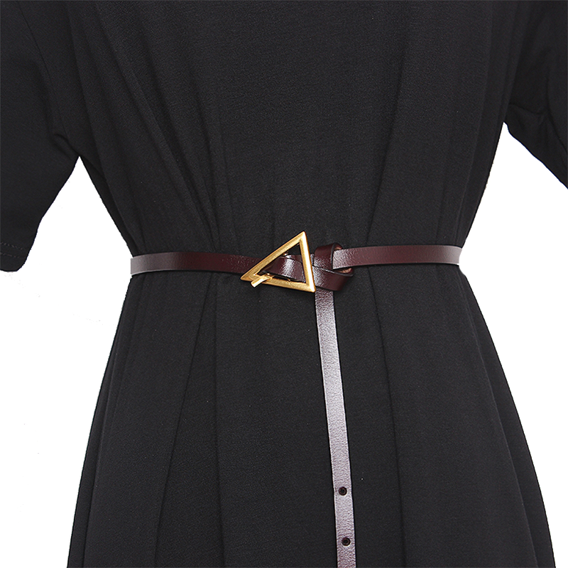 Fashion Ladies PU Leather Belt / Elegant Belt with Metal Triangle Buckle