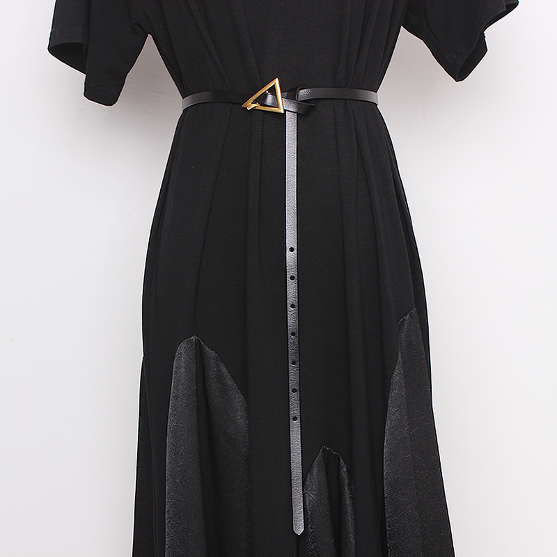 Fashion Ladies PU Leather Belt / Elegant Belt with Metal Triangle Buckle