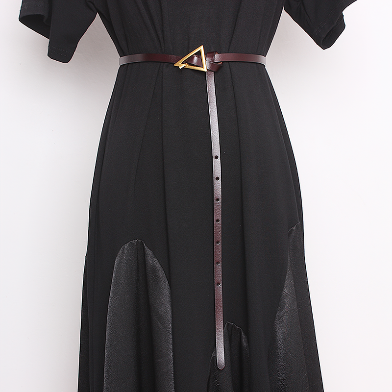 Fashion Ladies PU Leather Belt / Elegant Belt with Metal Triangle Buckle