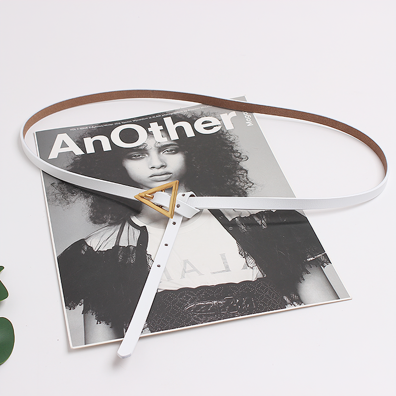 Fashion Ladies PU Leather Belt / Elegant Belt with Metal Triangle Buckle
