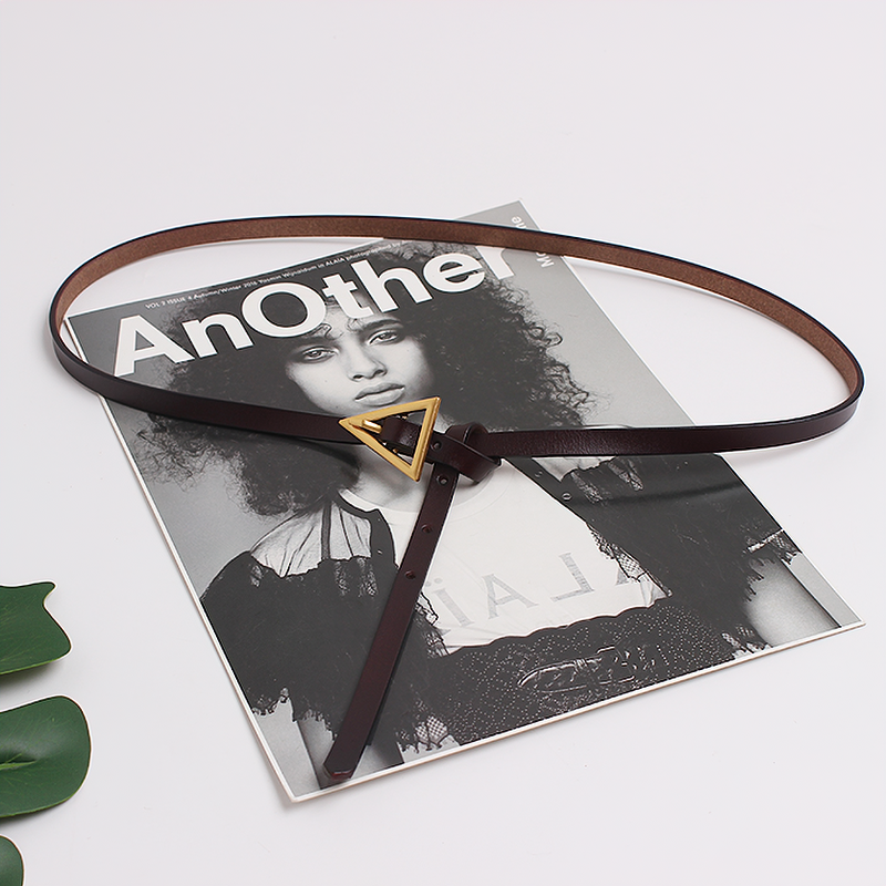 Fashion Ladies PU Leather Belt / Elegant Belt with Metal Triangle Buckle