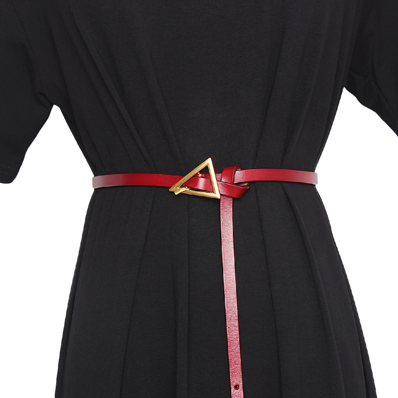 Fashion Ladies PU Leather Belt / Elegant Belt with Metal Triangle Buckle