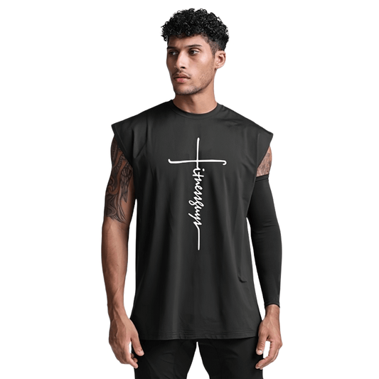 Fashion Letter Print Fitness Bodybuilding Tank Top / Men's Sleeveless Sports T-Shirt