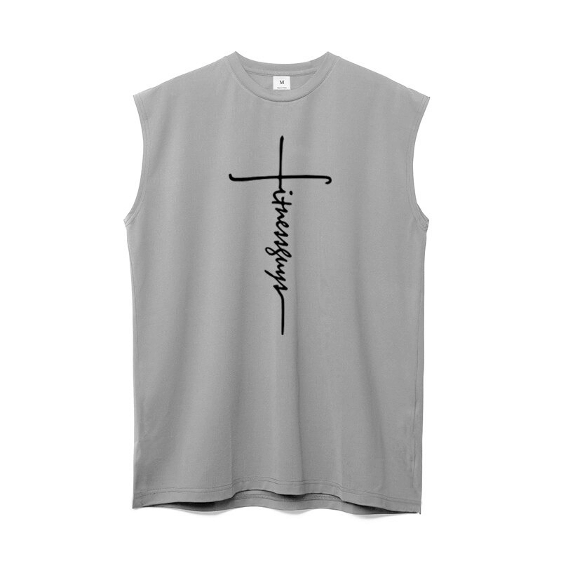 Fashion Letter Print Fitness Bodybuilding Tank Top / Men's Sleeveless Sports T-Shirt