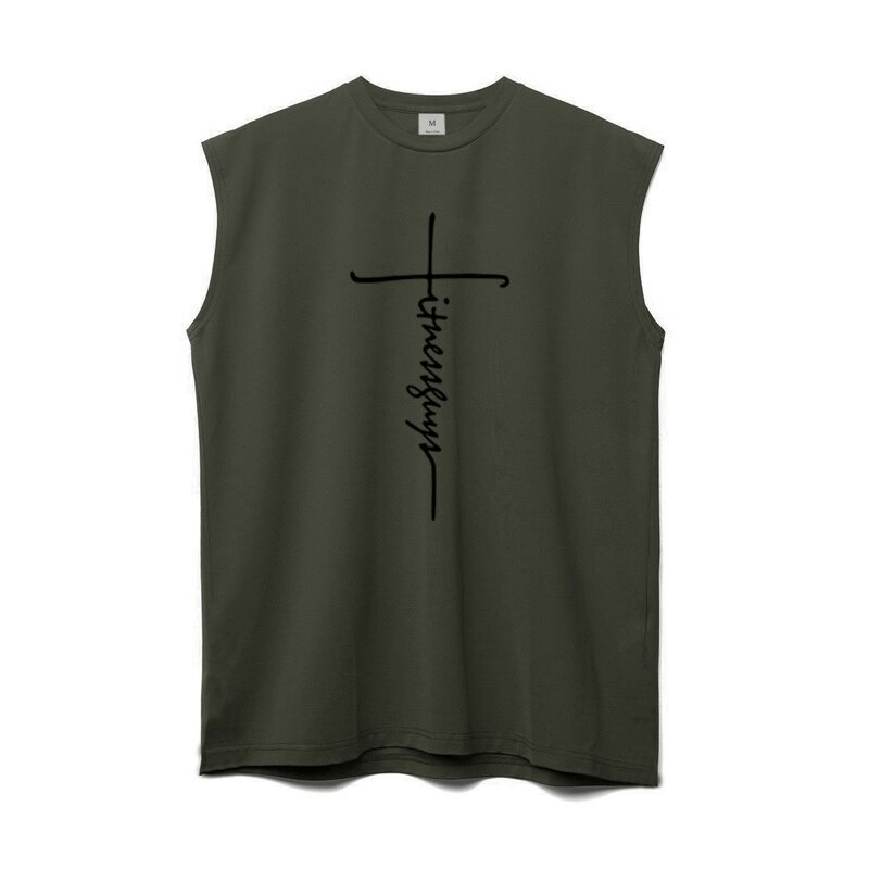 Fashion Letter Print Fitness Bodybuilding Tank Top / Men's Sleeveless Sports T-Shirt