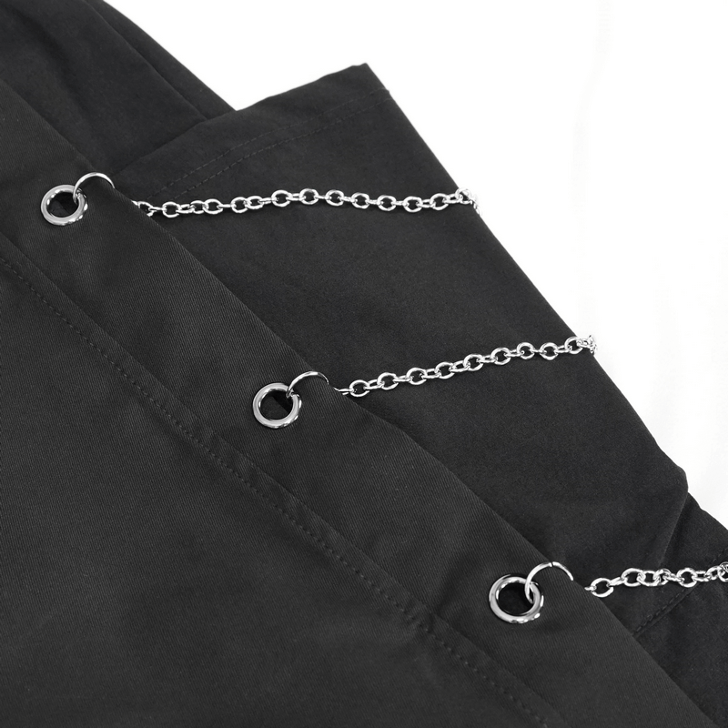 Fashion Loose Cargo Pants with Chain Eyelets / Gothic Punk Elastic Waistband Tapered Trousers