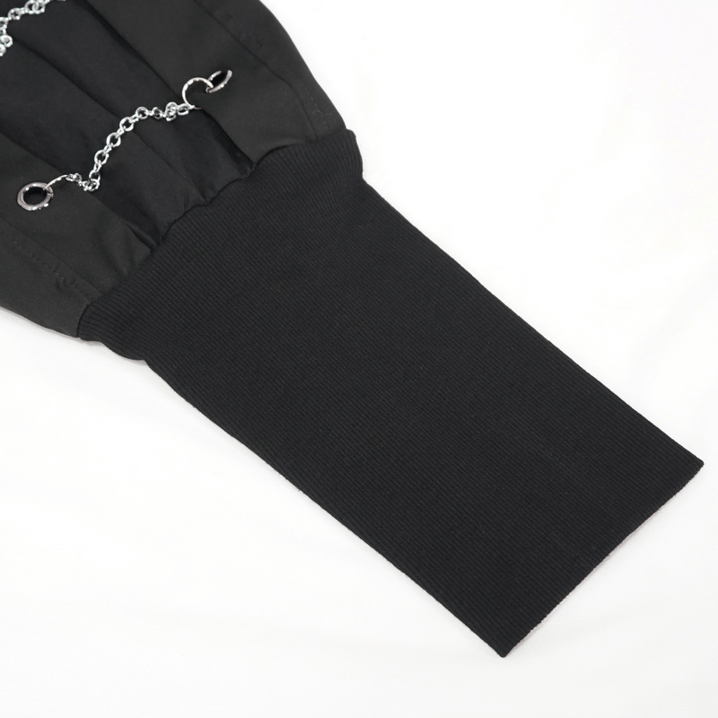 Fashion Loose Cargo Pants with Chain Eyelets / Gothic Punk Elastic Waistband Tapered Trousers