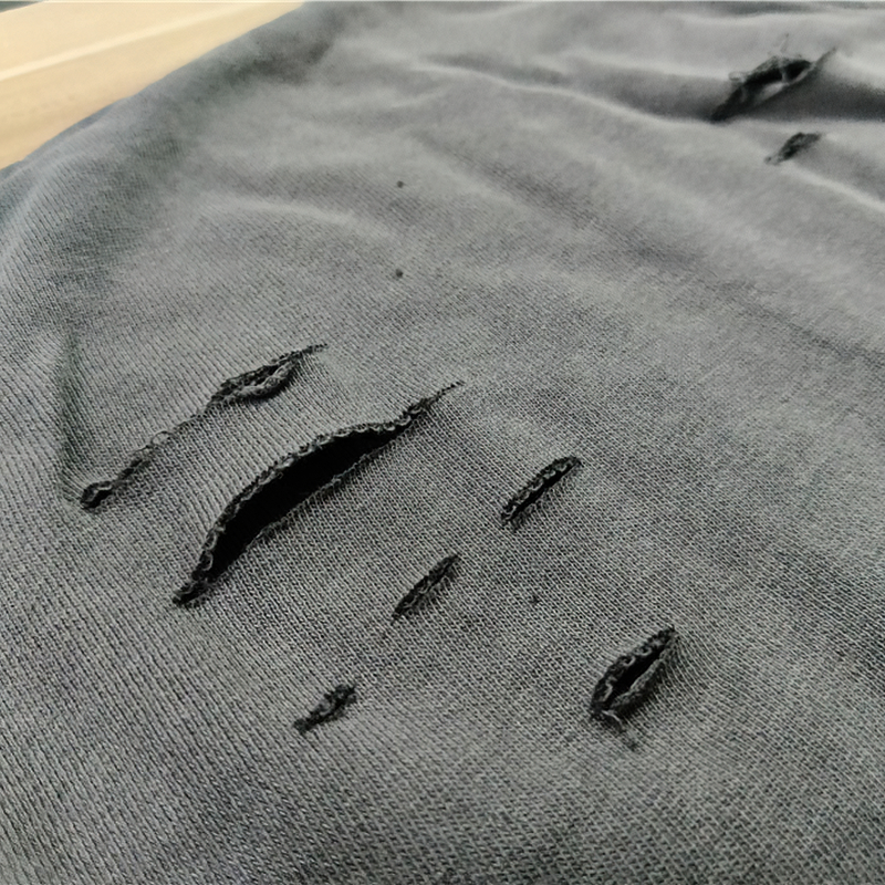 Fashion Loose Ripped Pullover / Men's Solid Color Cotton Sweatshirt / Punk Casual Tops