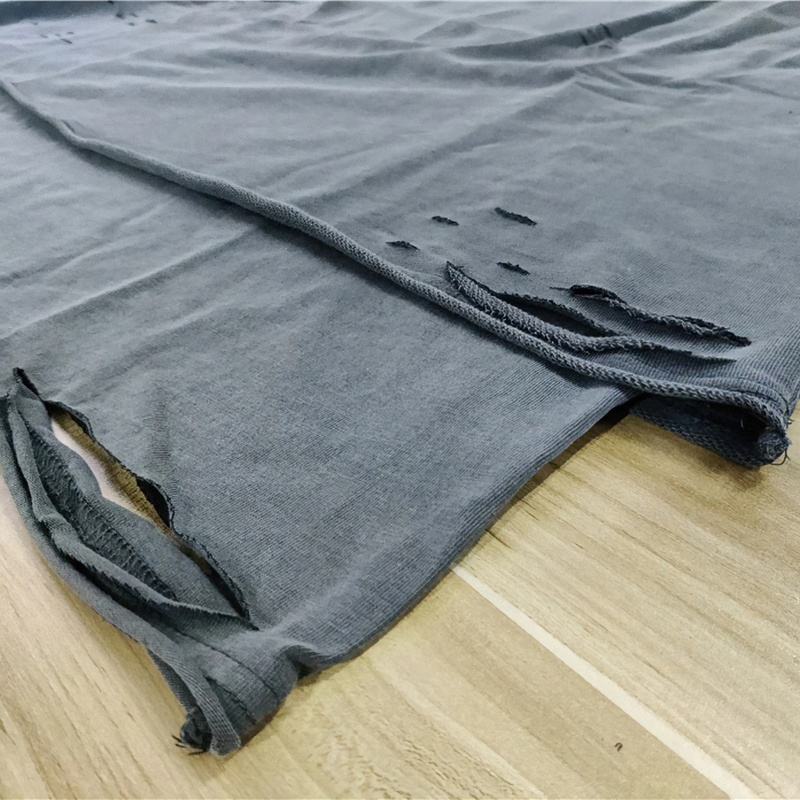 Fashion Loose Ripped Pullover / Men's Solid Color Cotton Sweatshirt / Punk Casual Tops