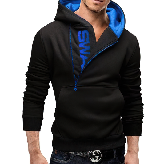 Fashion Male Fleece Sweatshirt with printing letters / Casual Men's Hoodies of Head Side Zipper