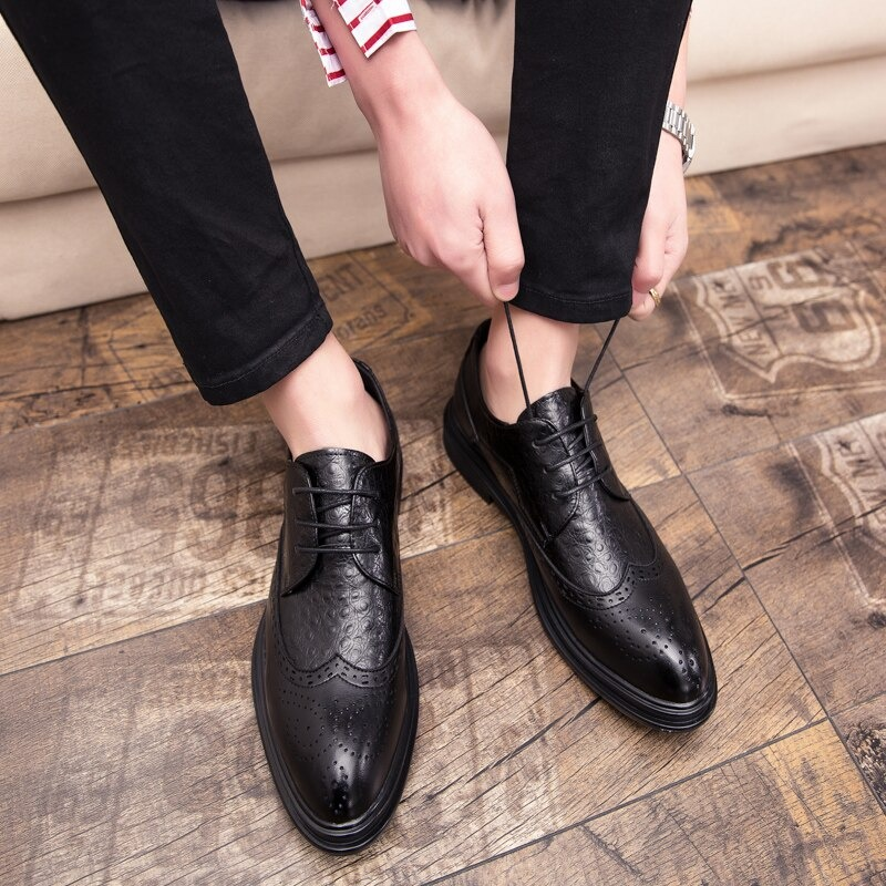 Fashion Male Genuine Leather Shoes / Derby Shoes Lace-up Flat