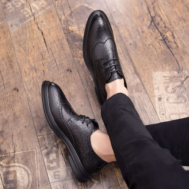 Fashion Male Genuine Leather Shoes / Derby Shoes Lace-up Flat