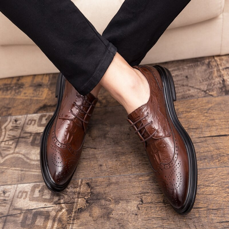 Fashion Male Genuine Leather Shoes / Derby Shoes Lace-up Flat