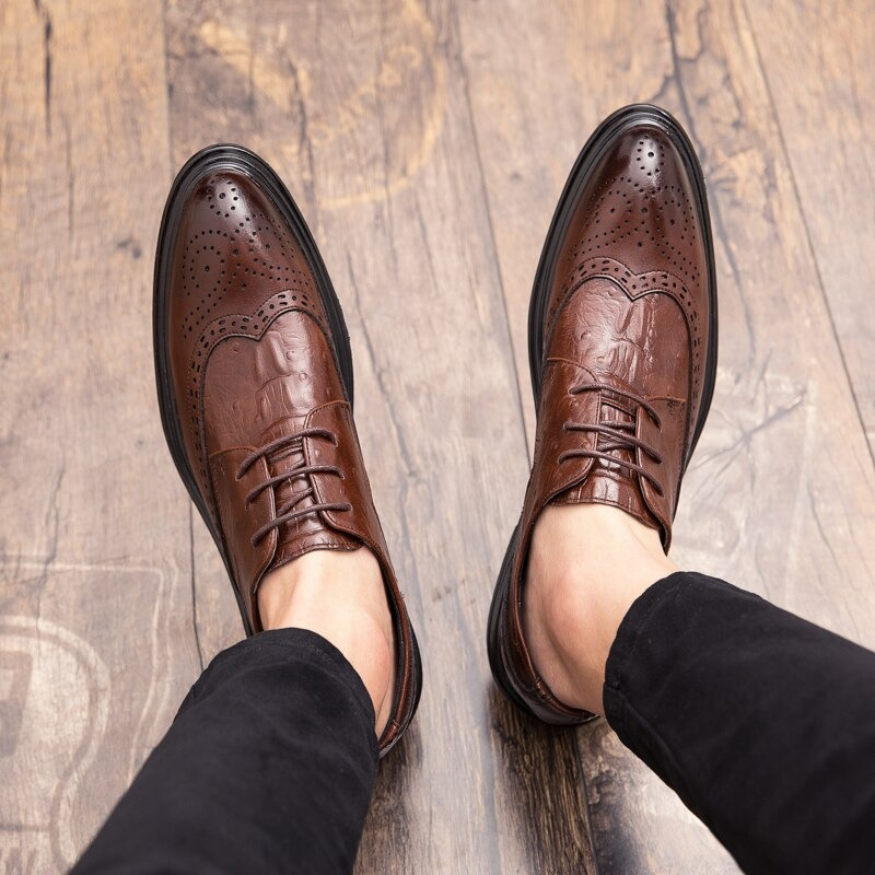 Fashion Male Genuine Leather Shoes / Derby Shoes Lace-up Flat